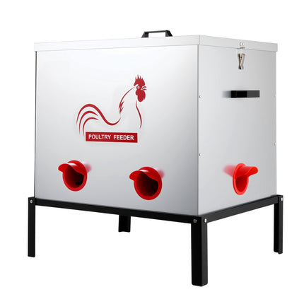 Automatic Chicken Feeder, 85 lb, 6-Port, No-Waste Metal
