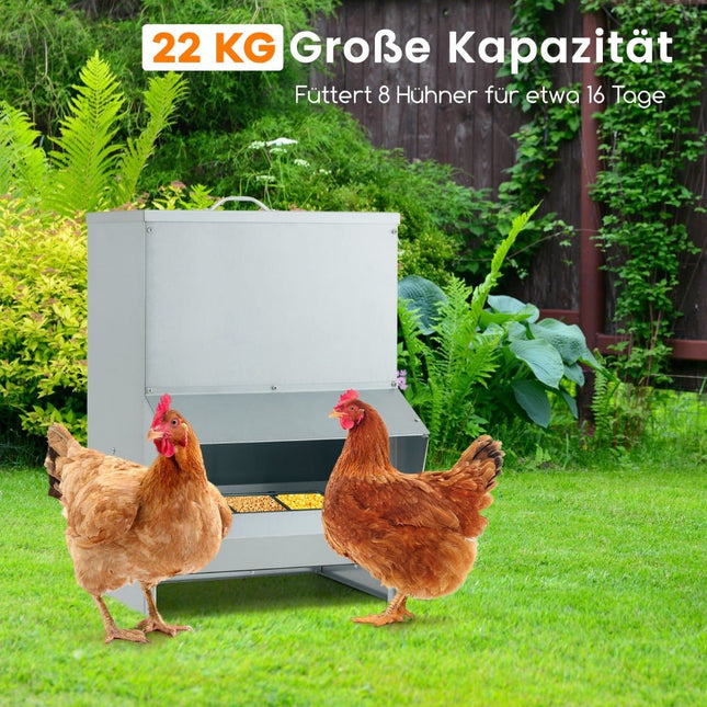 Automatické krmítko pro drůbež, kapacita 22kg, pozinkovaný kov