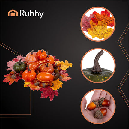 Autumn Decorations Set, 50 Pcs Leaves Pumpkins Acorns