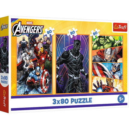 Avengers sada puzzle, 3x80 dílků plných akce