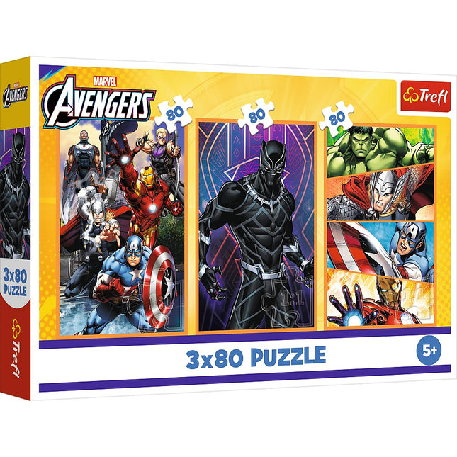 Avengers sada puzzle, 3x80 dílků plných akce