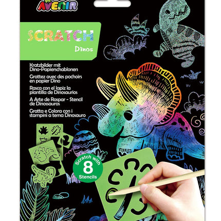 Avenir Scratch Set Met Sjabloon: Dino's