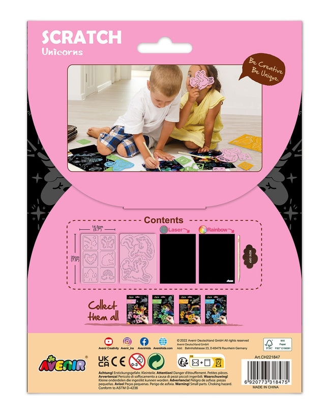 Avenir Scratch Set Met Sjabloon: Eenhoorns
