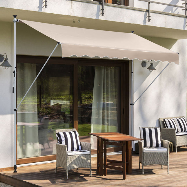 Skládací hliníková markýza s ruční klikou – krémově bílá 2x1.2M