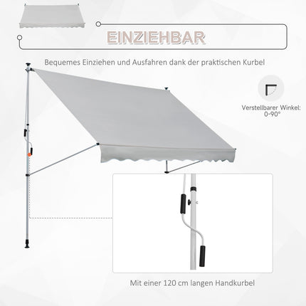 Nastavitelná kloubová markýza z hliníku, 300 x 150 cm, béžová