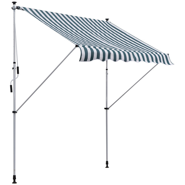 Adjustable Green & White Aluminum Balcony Awning 200x150 cm