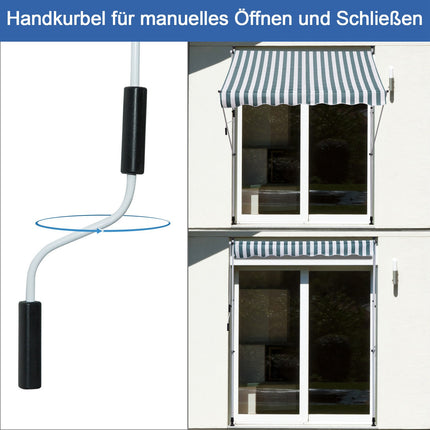 Adjustable Green & White Aluminum Balcony Awning 200x150 cm