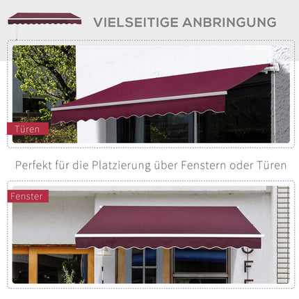 Folding arm awning, burgundy, 3x2.5M, sun protection