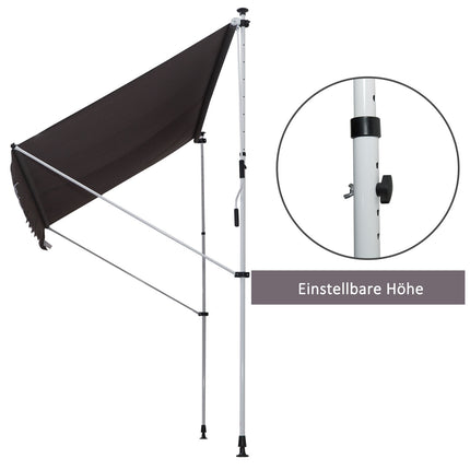 Folding arm awning, Height adjustable, Grey, 200x150 cm