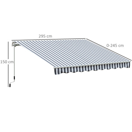 Balkonová skládací markýza, šedá/bílá, 2.95 x 2.45 M