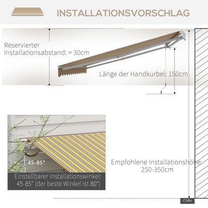 Venkovní skládací markýza, ochrana proti slunci, 3.5x2.5m, žlutá/šedá