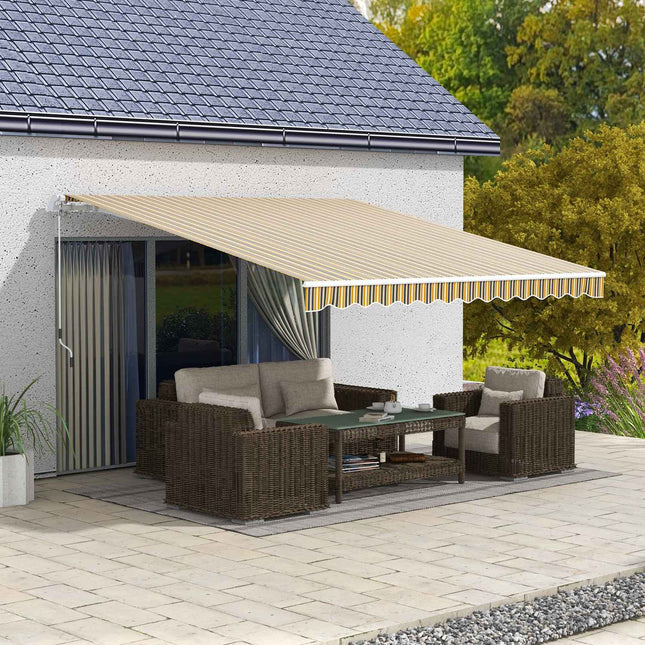 Venkovní skládací markýza, ochrana proti slunci, 3.5x2.5m, žlutá/šedá