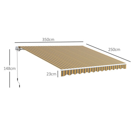 Venkovní skládací markýza, ochrana proti slunci, 3.5x2.5m, žlutá/šedá