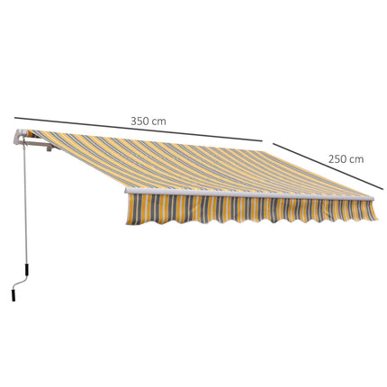 Zatahovací sluneční stan, 3,5 x 2,5 m, žluto-šedý, UV ochrana
