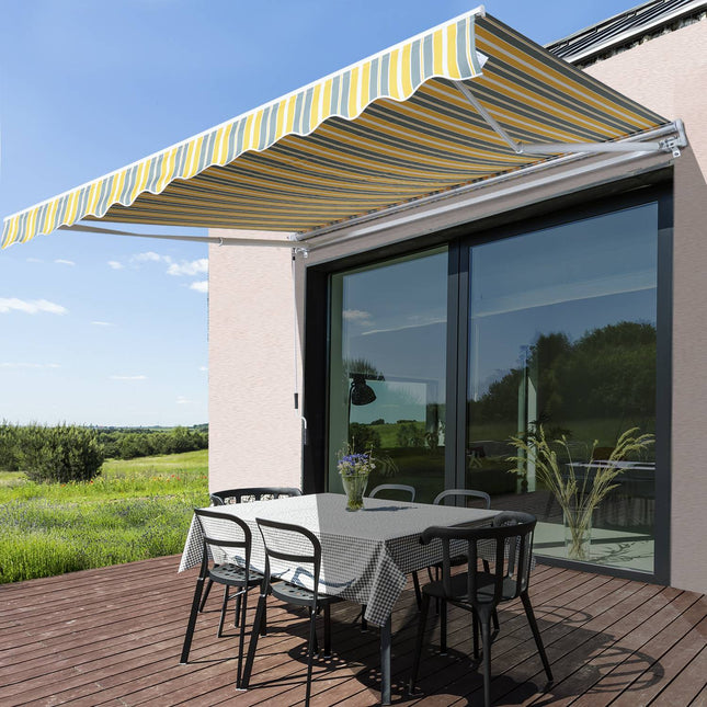 Zatahovací sluneční stan, 3,5 x 2,5 m, žluto-šedý, UV ochrana