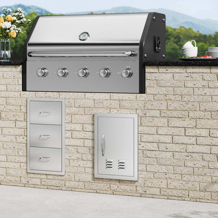BBQ Access Door, 14x20 in Stainless Steel Flush Mount Vent