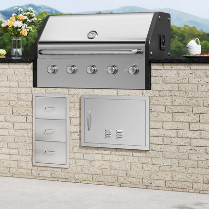 BBQ Access Door, 24x17 in Stainless Steel Vented, Flush Mount
