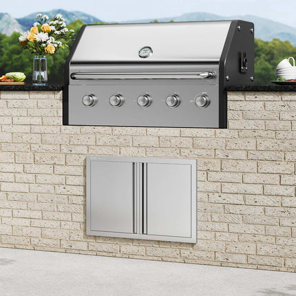 BBQ Access Door, 28x19 in Double Stainless Steel Flush Mount