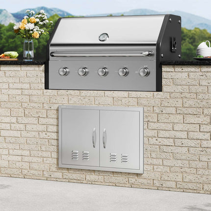 BBQ Access Door, Double 30x21 In Stainless Steel, Vented