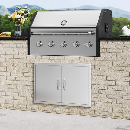 BBQ Access Door, Double Flush Mount Stainless Steel 33x22