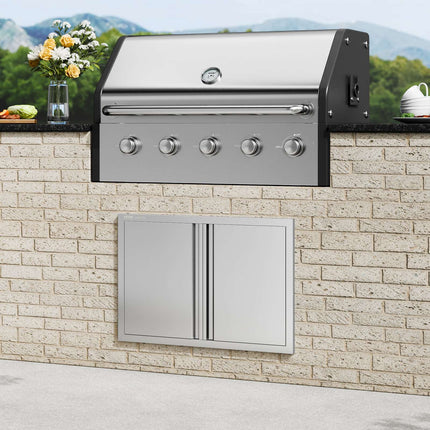 BBQ Access Door, Double Stainless Steel Flush Mount, 30x21