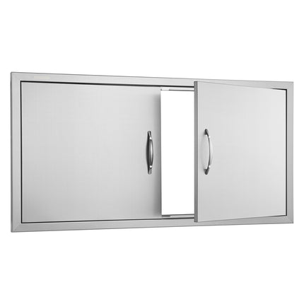 BBQ Access Door, Double Stainless Steel Flush Mount 42x21