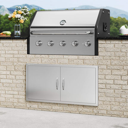 BBQ Access Door, Double Stainless Steel Flush Mount 42x21