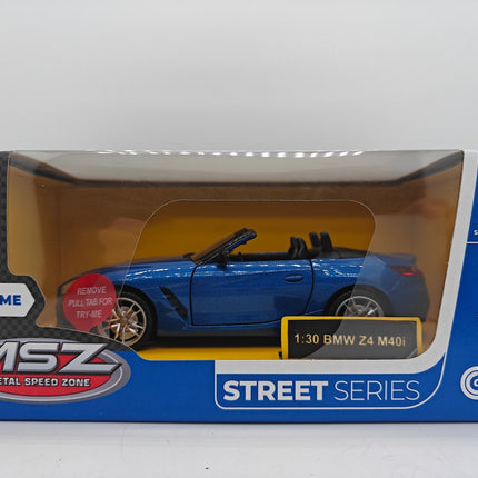BMW Z4 M40i kovový model, měřítko 1:30, sběratelský automobil
