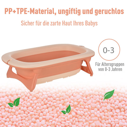 Skládací dětská vanička s umyvadlem a hrnečkem, plast, růžová