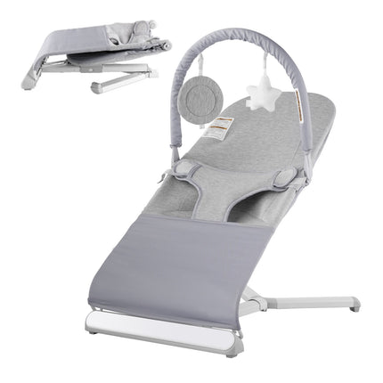 Baby Bouncer, Folding Seat, 2-Position Recline, Toy Bar