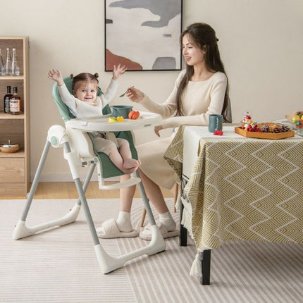 Baby High Chair, 4-in-1 Foldable, 7-Height, Toy Bar