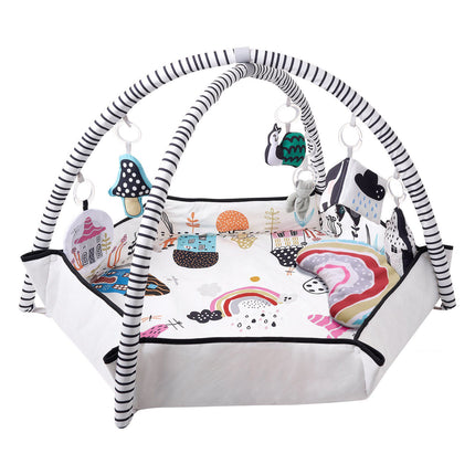 Baby Play Gym Mat, 6 Sensory Toys, 41.7in Square