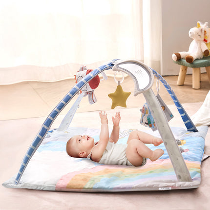 Baby Play Gym Mat, 6 Sensory Toys, Light-Up Music Rocket