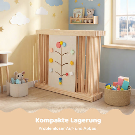 Baby Playpen, Pine Wood, 8 Panels, 160 x 160 cm, Foldable