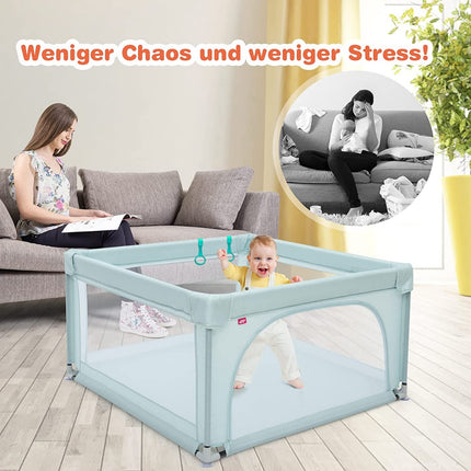 Baby Playpen Portable Playpen with Safety Gates 120 x 120 x 68 cm Blue
