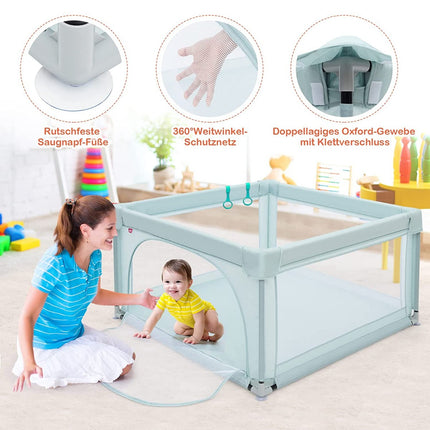 Baby Playpen Portable Playpen with Safety Gates 120 x 120 x 68 cm Blue