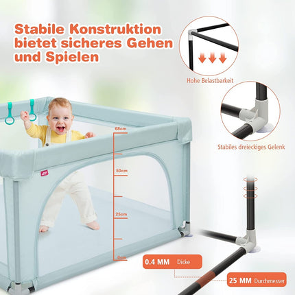 Baby Playpen Portable Playpen with Safety Gates 120 x 120 x 68 cm Blue