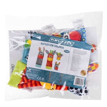 Baby Rattle Set, 4-Piece Hand Bands & Socks
