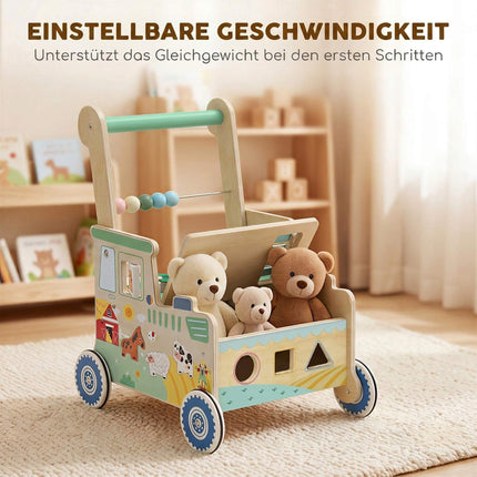 Baby Walker with Wheels, Storage, Montessori Activity Center