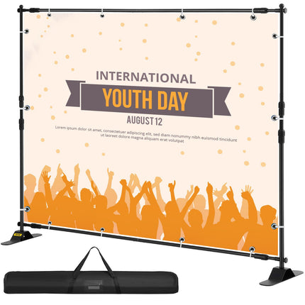 Backdrop Banner Stand 8x8 ft – Adjustable Aluminum, Bag