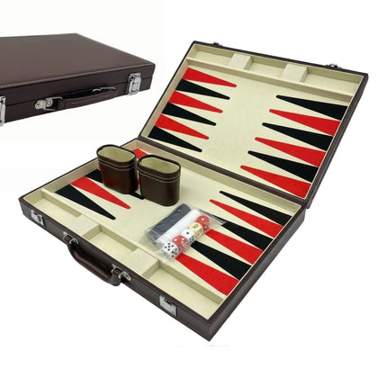 Sada backgammon s koženým povrchem a pouzdrem