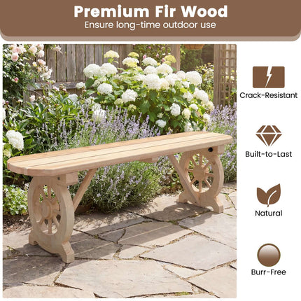 Backless Garden Bench in Carbonized Fir Wood, Weatherproof, 325 kg, Natural