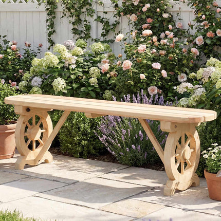 Backless Garden Bench in Carbonized Fir Wood, Weatherproof, 325 kg, Natural