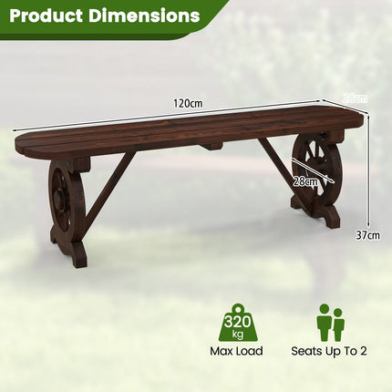 Backless Garden Bench in Carbonized Fir Wood, Weatherproof, 325 kg, Rustic Brown