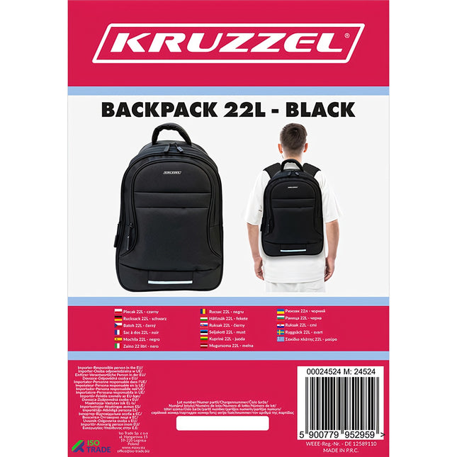Batoh 22L – černá Kruzzel 24524