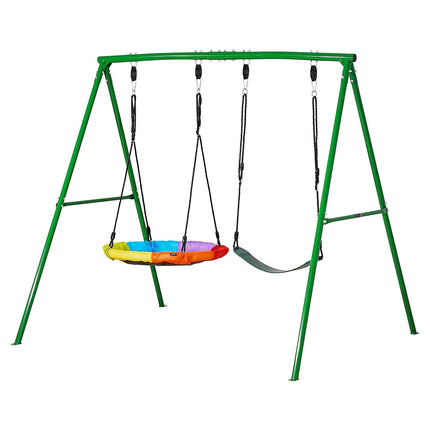 Backyard Swing Set, Saucer and Belt Seats, 440 lb
