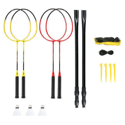 Badminton Set – 4 Rackets, 3 Feather Shuttlecocks, Net
