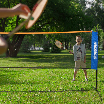 Badminton net with adjustable height