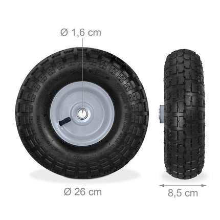 Bag truck wheel set with 2 steel rims