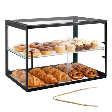 Bakery Display Case, 2-Tier Acrylic Sliding Door, 21.7 in